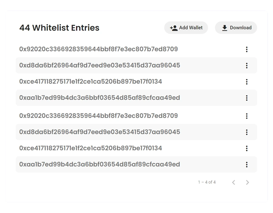 nft whitelist/allowlist creator